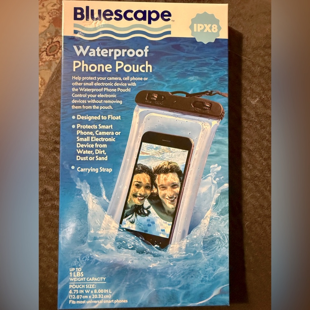 Bluescape Waterproof Phone Pouch 4.75Wx8”L holds up to 1lb weight capacity New